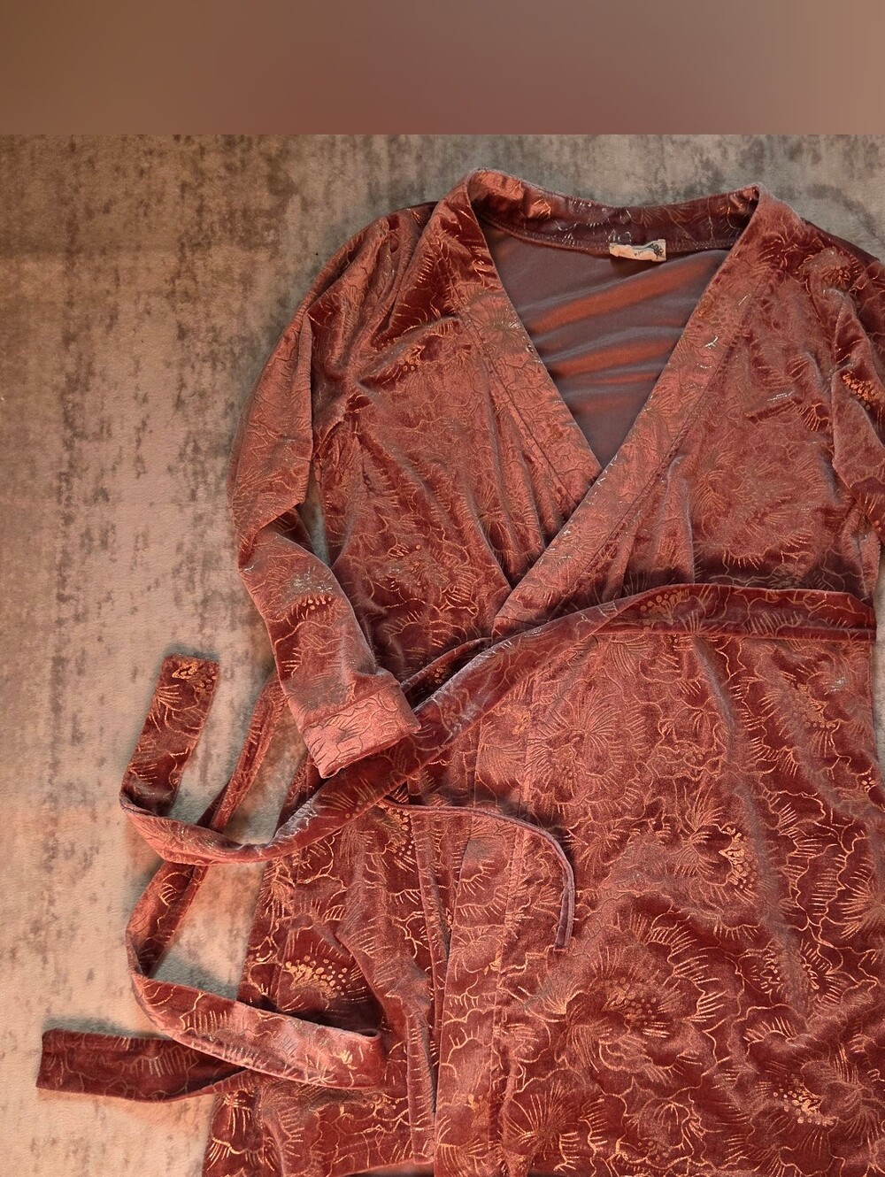 Mia Joy Joyfolie Girls Pink Gold Velvet Floral Robe Size 12 Like New